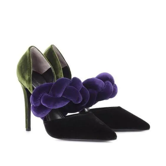 Point Toe Suede Leather Stiletto Heel Pumps