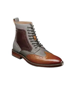 Stacy Adams Brown Men's Wingtip Lace-Up Casual Boot Genuine Leather